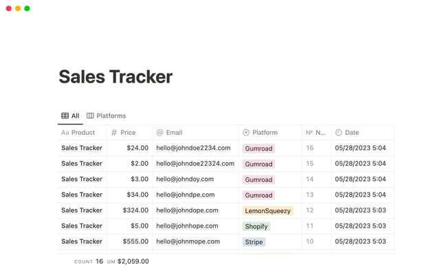 Sales Tracker
